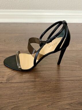 New GUESS Black High Heel Sandals with Clear Straps